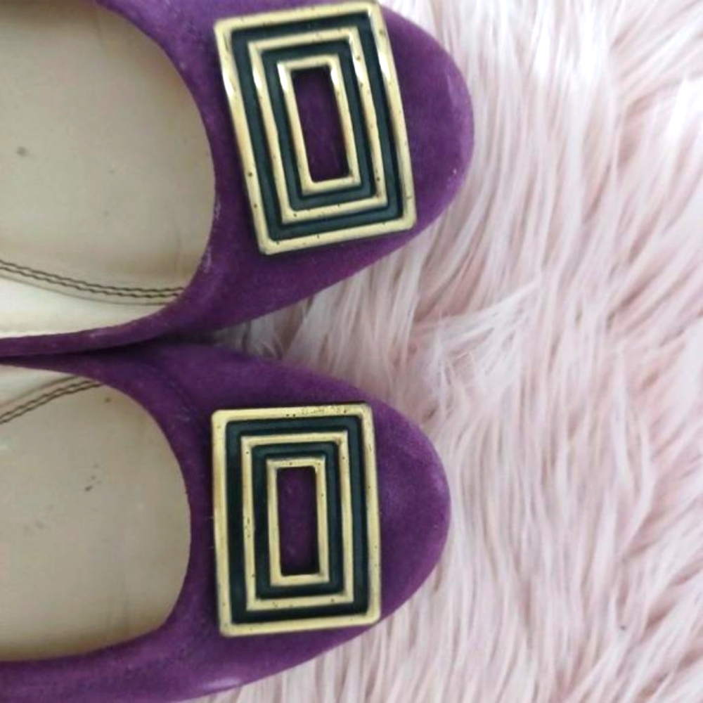 Purple suede flats